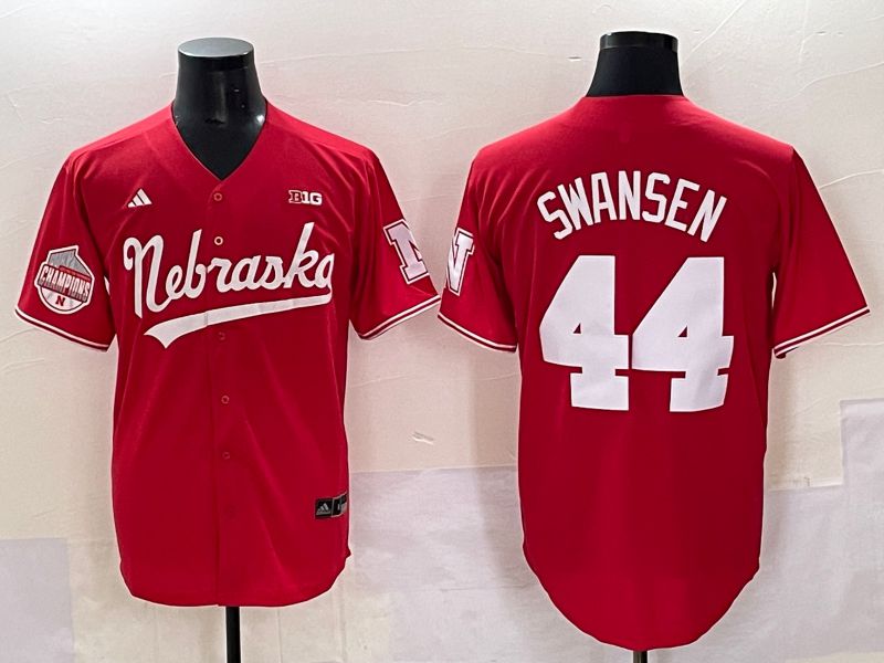 Men Nebraska Cornhuskers #44 Swansen Red 2025 Joint Name NCAA Jersey style 1